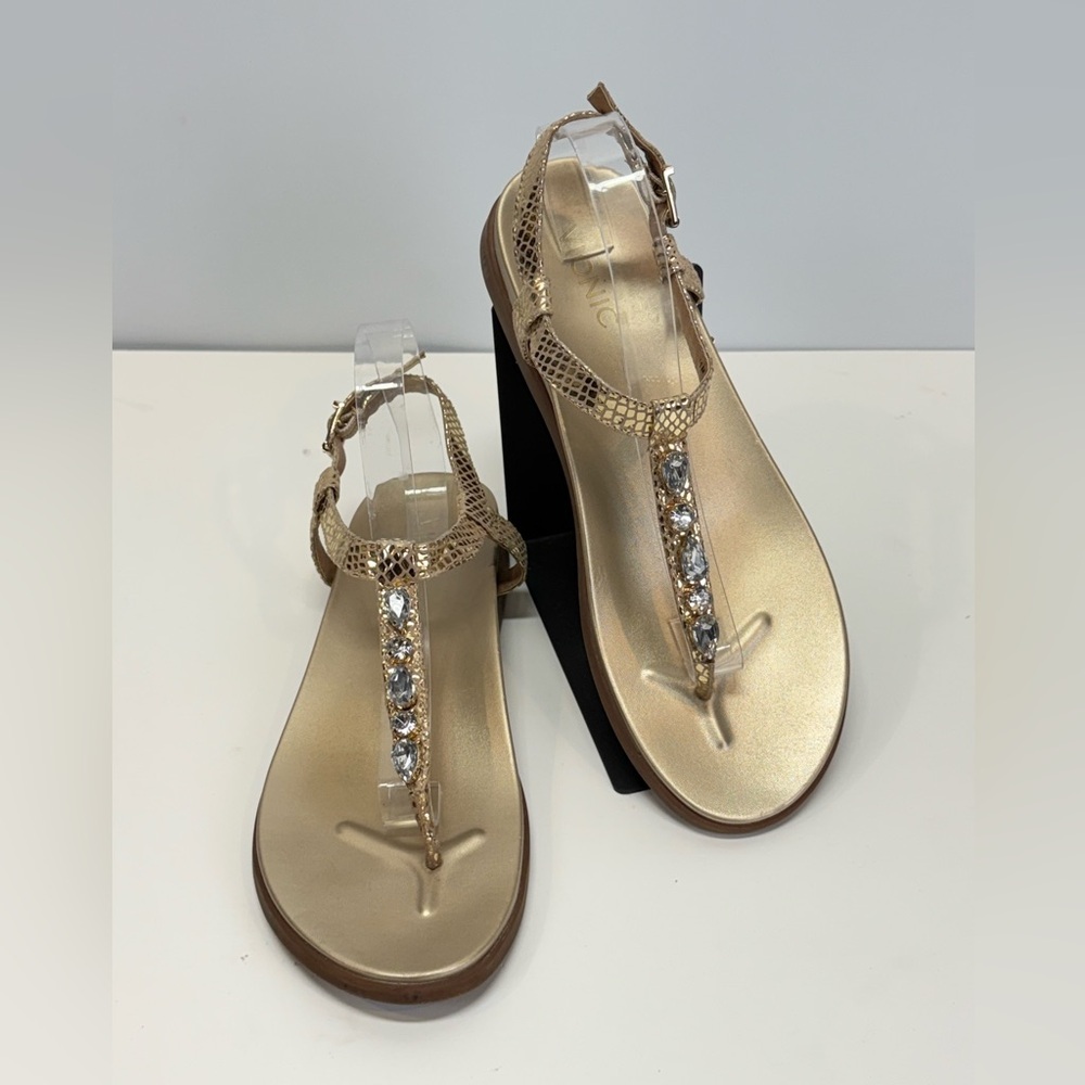 VIONIC Gold PALM BOCA Rhinestone Accent thong sandals size 11